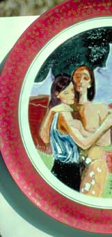 Liebespaar auf dem Teller, Winkelhaid 1985, Porzellanmalerei